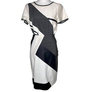 Jonathan Simkhai Leather Silk Striped Cropped T-Shirt White Grey Size XS